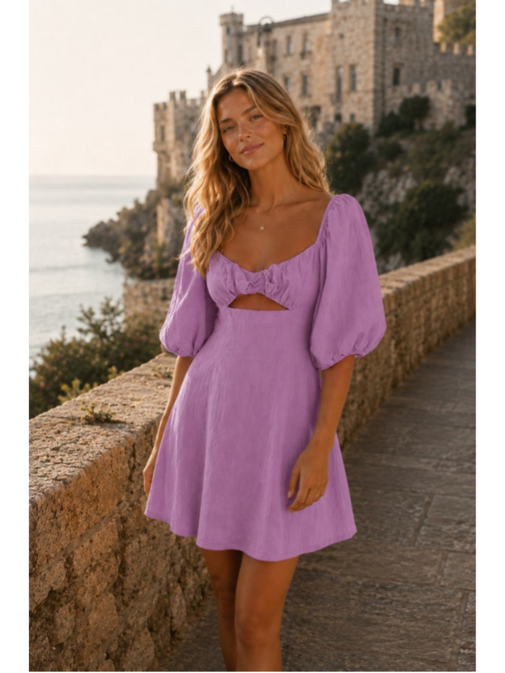 Runaway Lilac Puff Sleeve Mini Dress Quiet Luxury Wedding M Romantic Coquette M